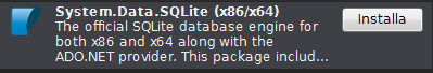 SQlite on NuGet packet manager